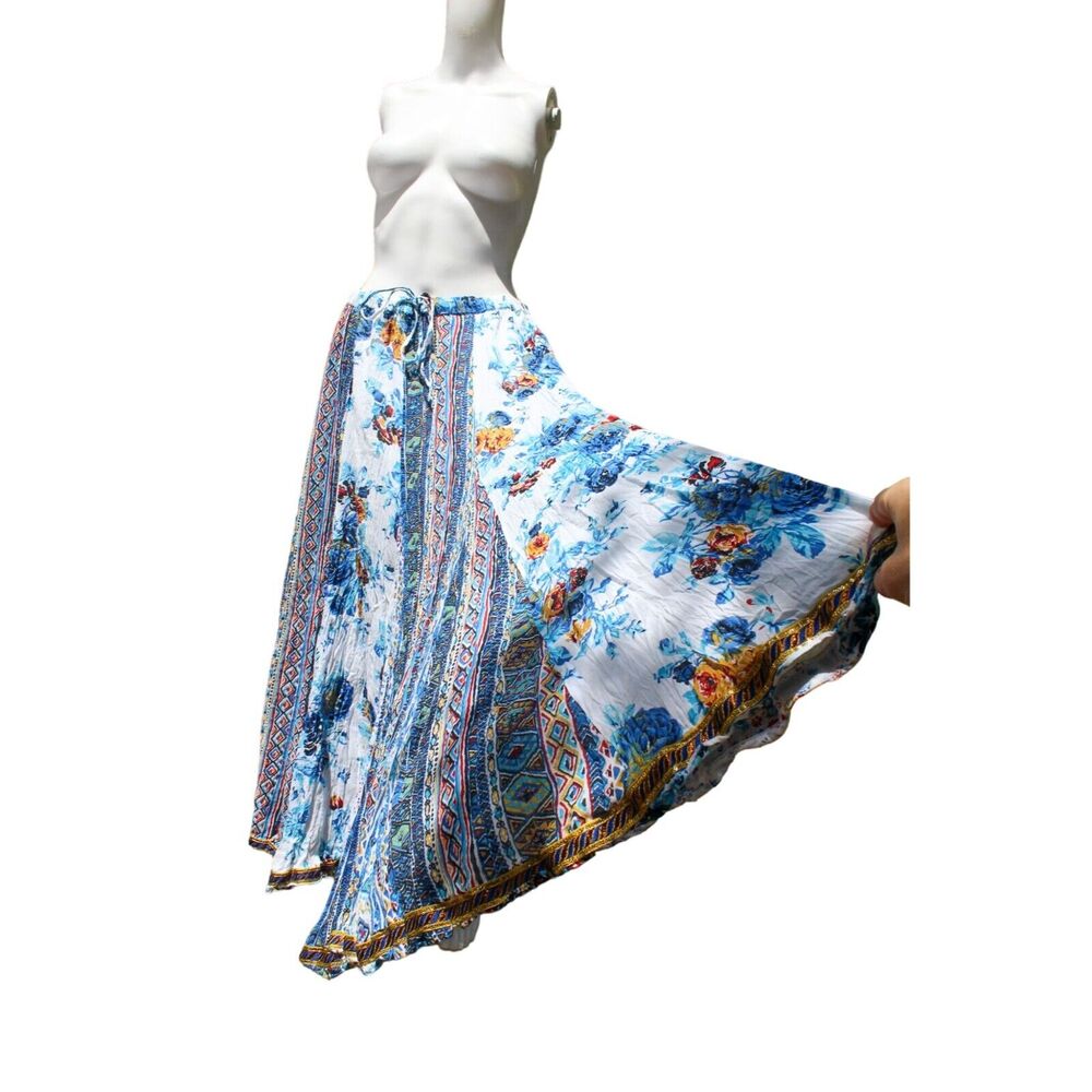 Y2K - 90s Peppermint Bay Women's Boho Maxi Skirt Floral Print 100% Cotton Large
